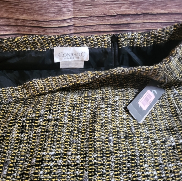 Women's NWT Conrad C Collections SZ 12 Golden Glow Pencil Skirt Tweed - Picture 2 of 6